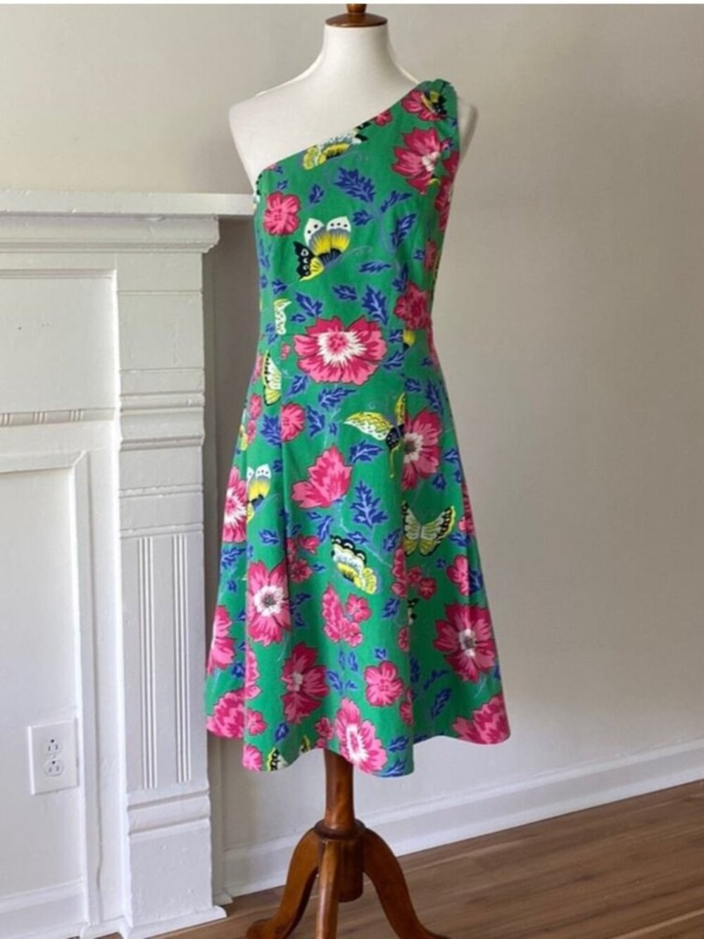 Talbots Dress 12 One Shoulder Large Retro Semi Formal Butterfly Wedding Guest - Picture 6 of 14
